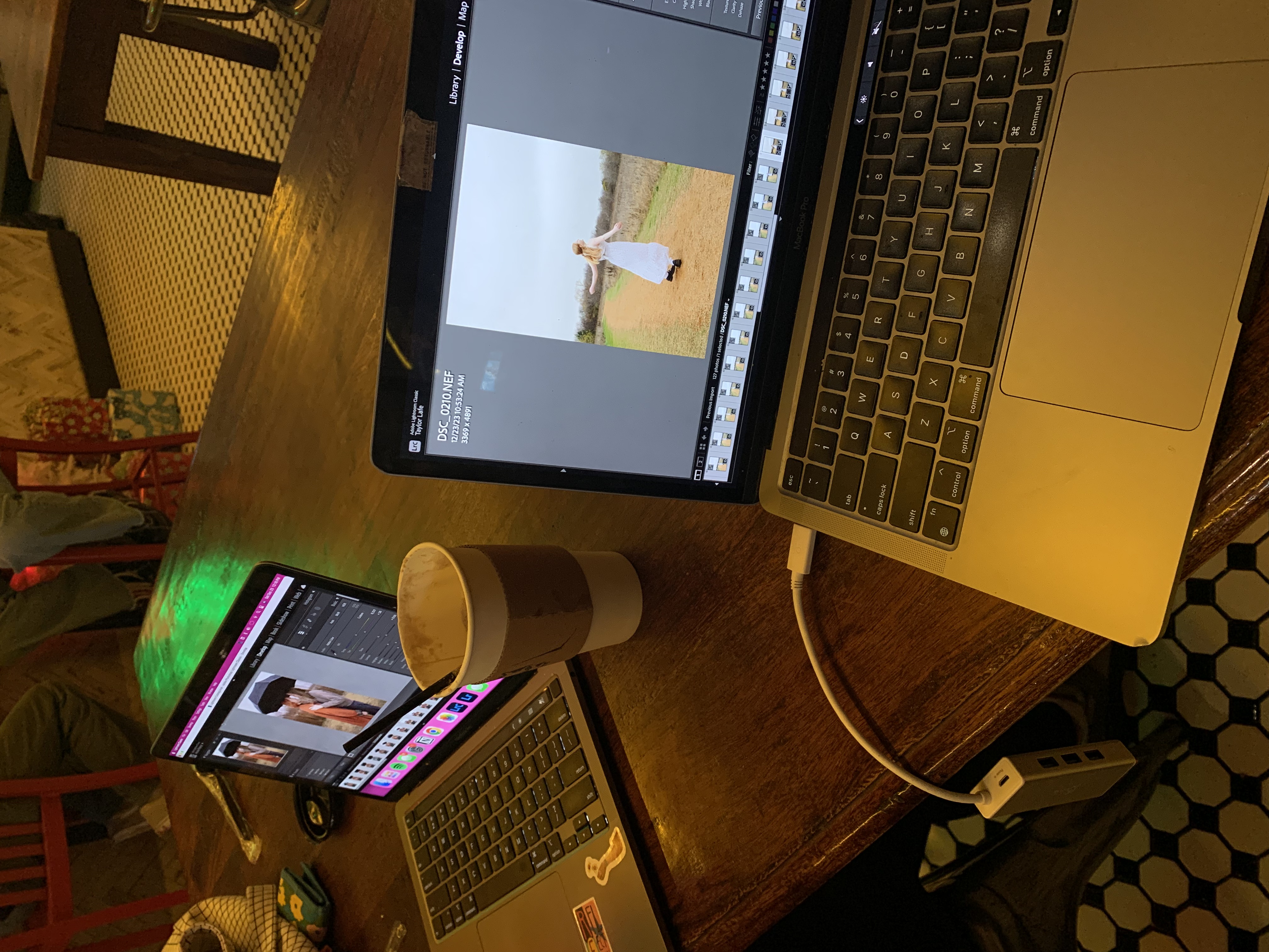 Cozy computer study area with books